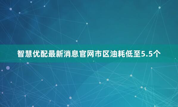 智慧优配最新消息官网市区油耗低至5.5个